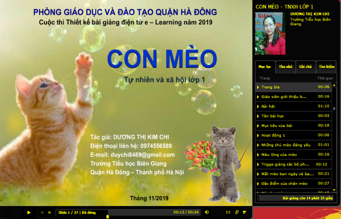 CON MÈO - TNXH LỚP 1
